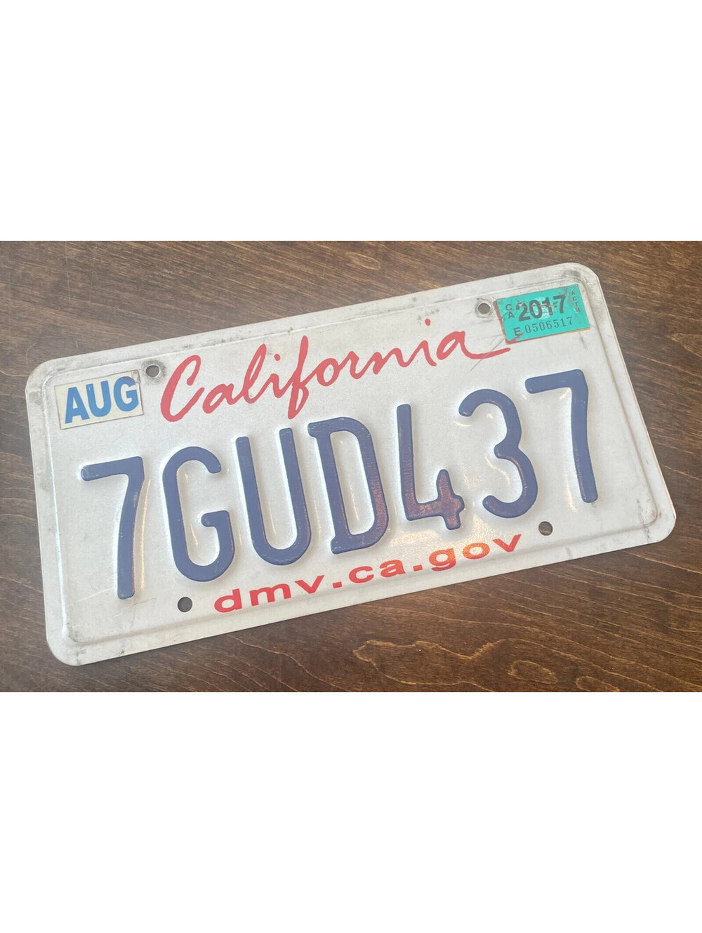 License Plate California CA Cali USA American Vintage Expired 2017 7 GUD 437